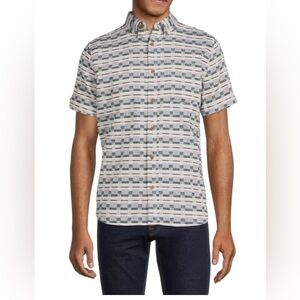 Ben Sherman Men's Shirt Large Blue Denim Textured Button Down Short Sleeve New